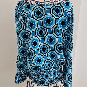 Michael Kors small/P blue and black geometric shape blouse